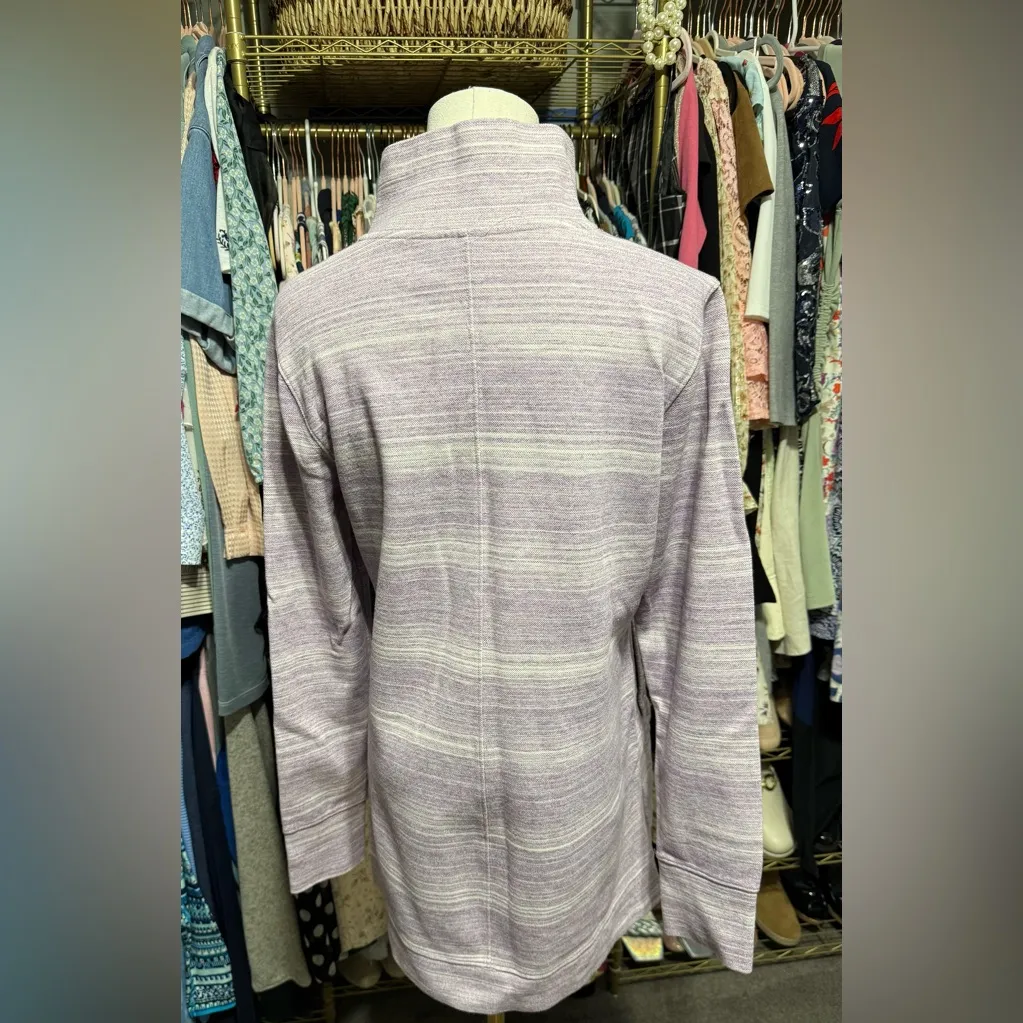 Women's Deux More Double Knit Pullover Tunic Mock Turtleneck Sweatshirt Purple - Image 4