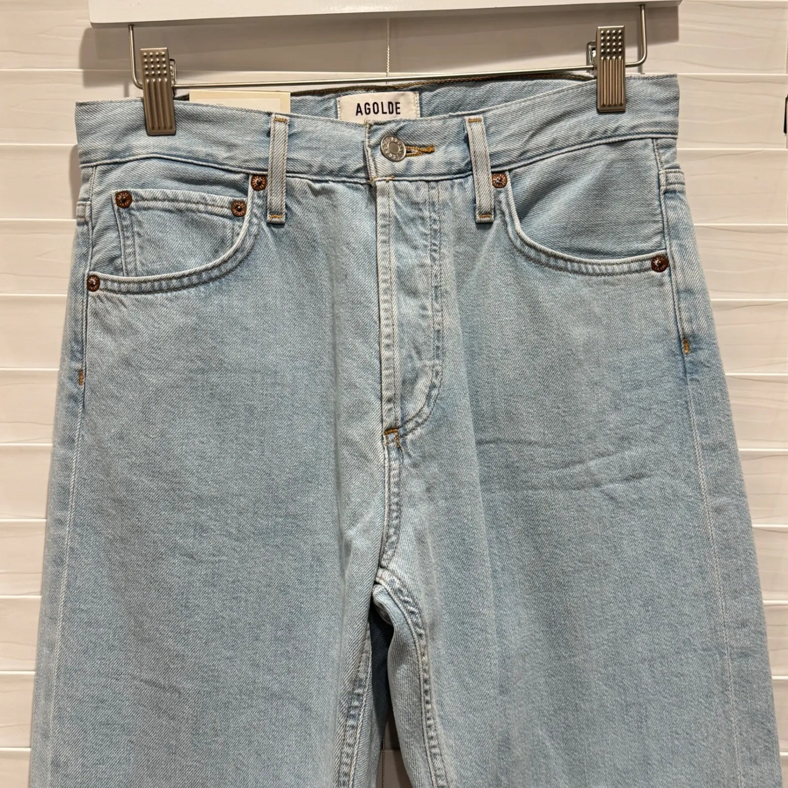 NEW AGOLDE Parker Jean Easy Straight Leg HR Light Wash Denim Women's Size 23 - Image 2