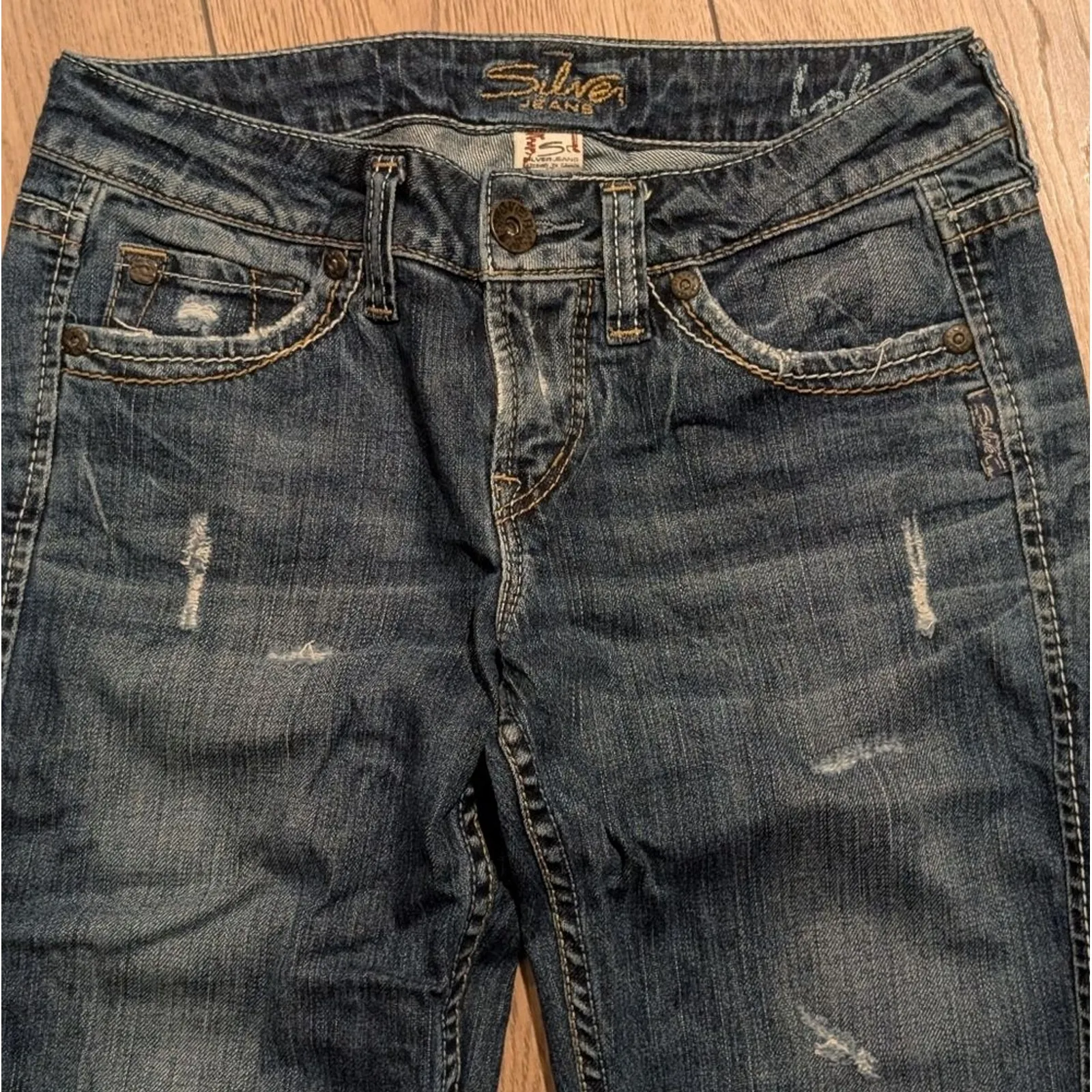 SILVER JEANS Lola Womens 26 x 31 Ripped Bootcut Flare Boot Leg Stretch - Image 2