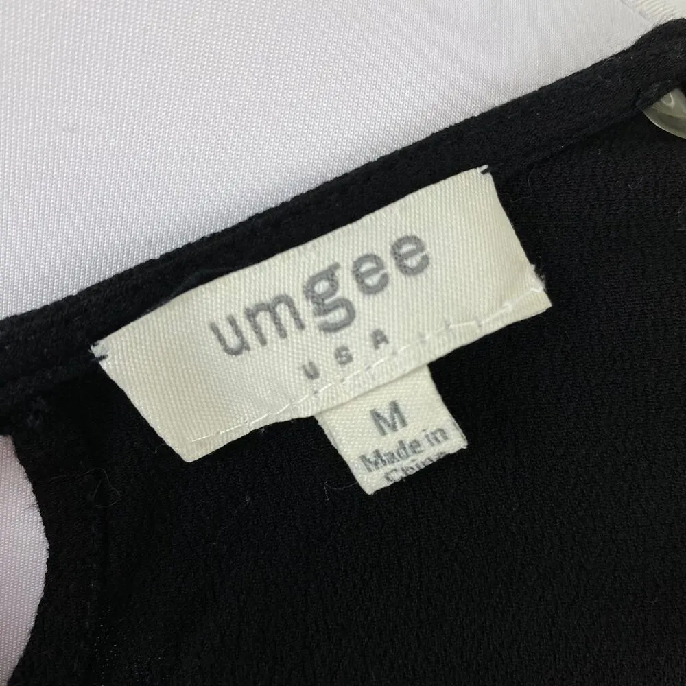 Umgee Black Colorful Floral Embroidered A-Line Tee Dress Medium - Image 8