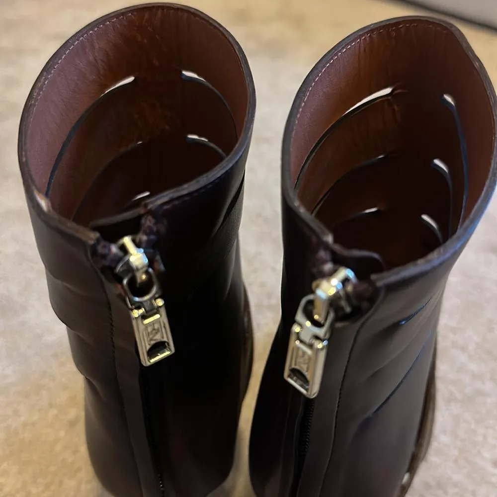 Rebecca Minkoff Derea Chocolate Burgundy Leather Cutout High Heel Boots size 10 - Image 8