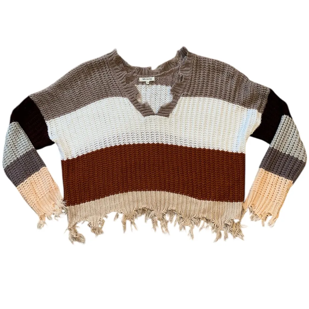 Miracle Frayed Color Block Sweater Size undefined - Image 3
