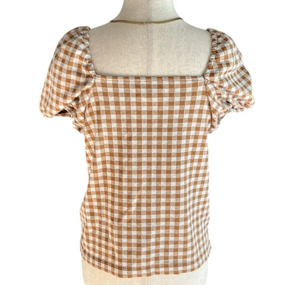 Madewell Gingham Jacquard Square-Neck Puff-Sleeve Top - Image 9