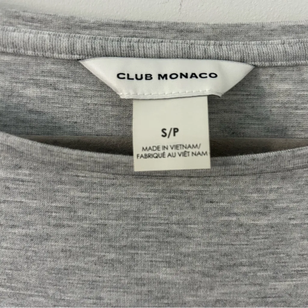 Club Monaco Twansia Light Heathered Grey Short Sleeve Tie Waist Casual Dress S - Image 6