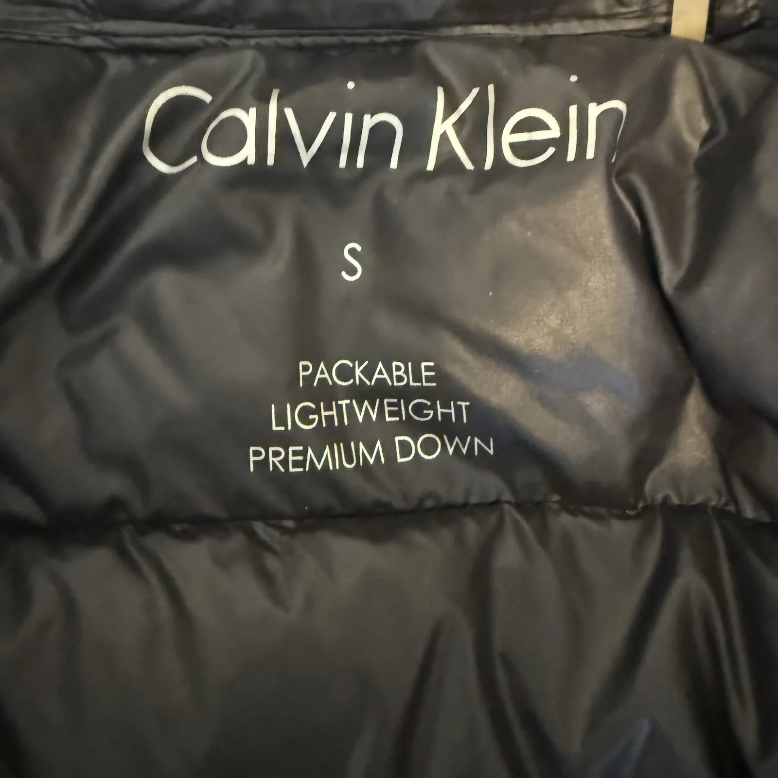 Calvin Klein Packable Down Puffer Jacket Womens Small Black‎ Hooded Quilted Warm - Image 9