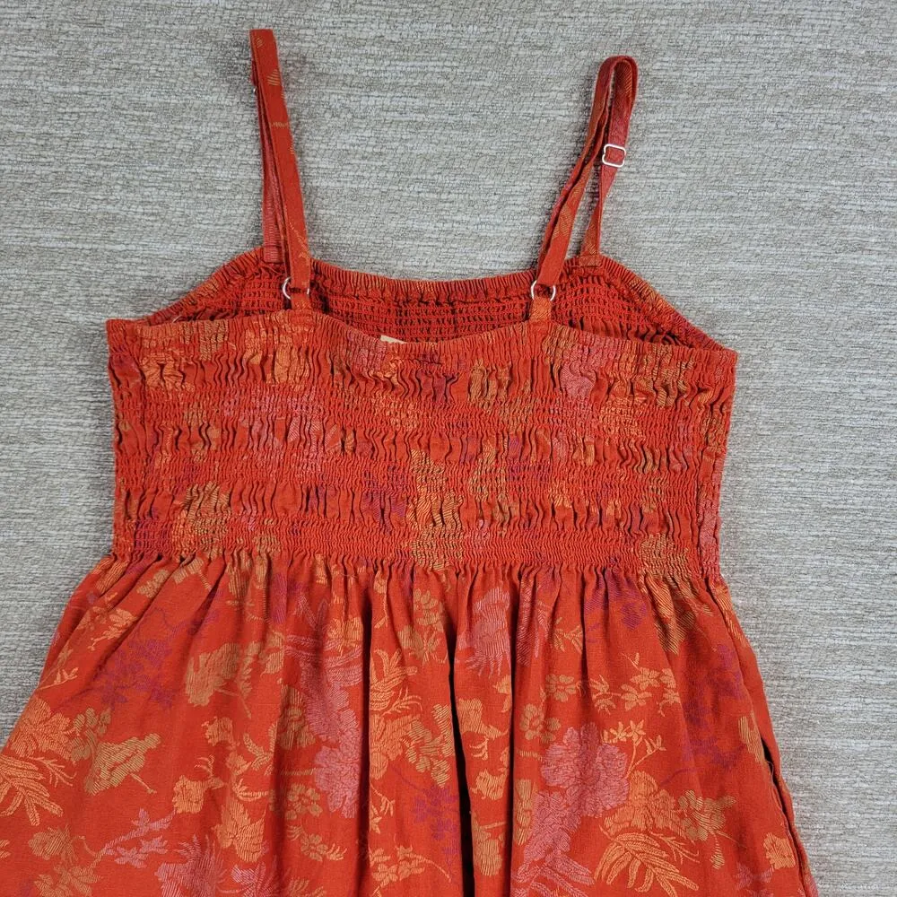 Universal Thread Dress Womens Medium Orange Smocked Top Adjustable Straps Summer - Image 7