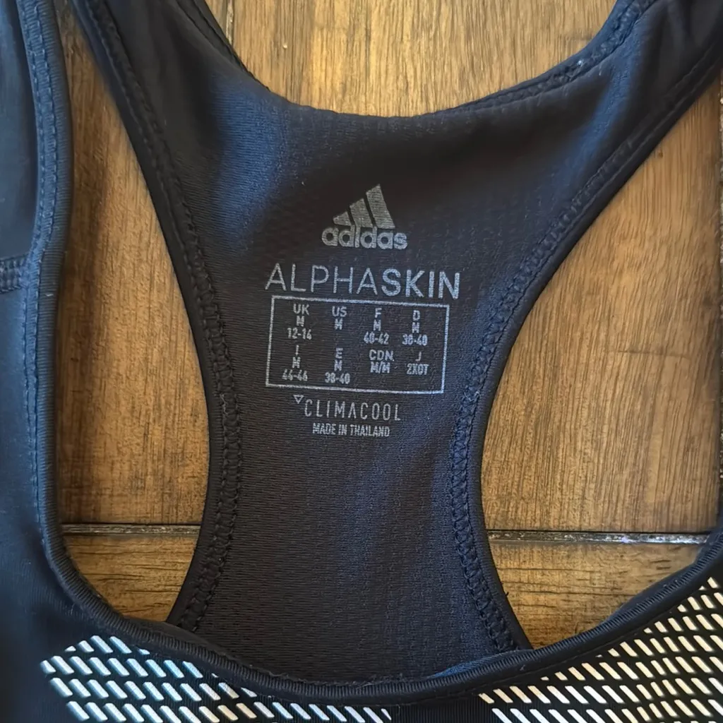Adidas Black and White Performance Sports Bra - Image 2