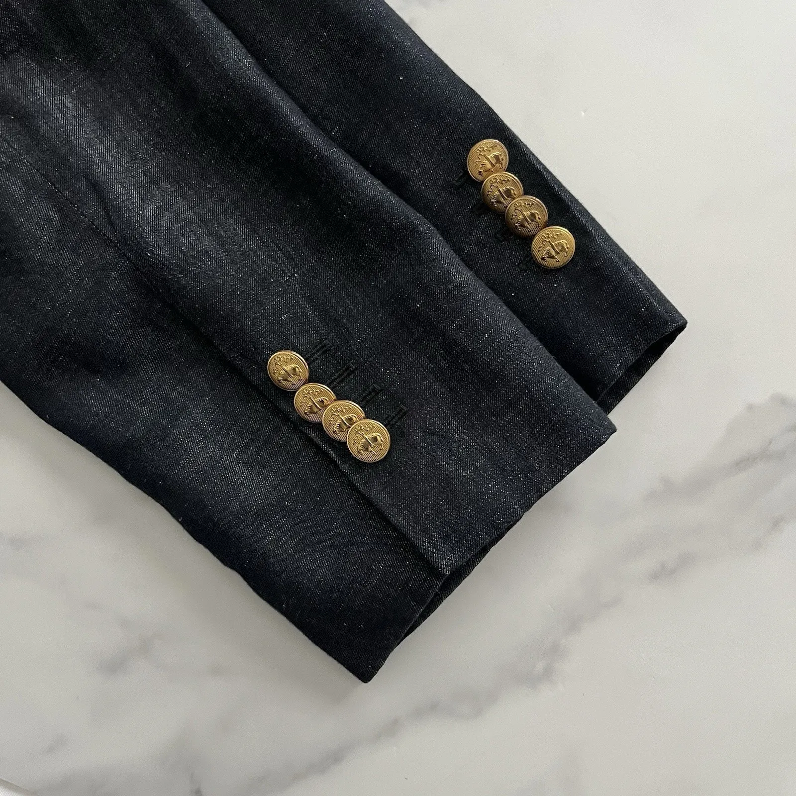 Brooks Brothers Linen Blazer Denim Blue Size 12 Preppy Nautical Logo Chic jacket - Image 6