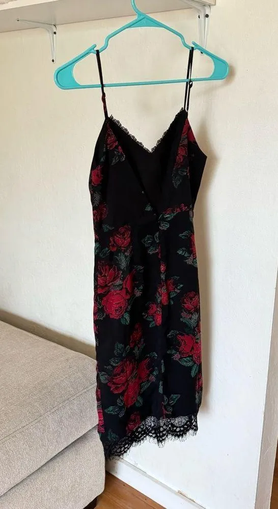 Lovers + Friends Black Hymn Rose Lace Slip Dress Size XS - Image 5