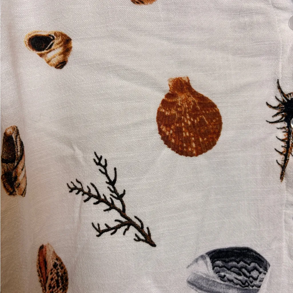 Jane + Delancey Coastal Seashell Print Button-Up Shirt Beachy Resort XL - Image 9