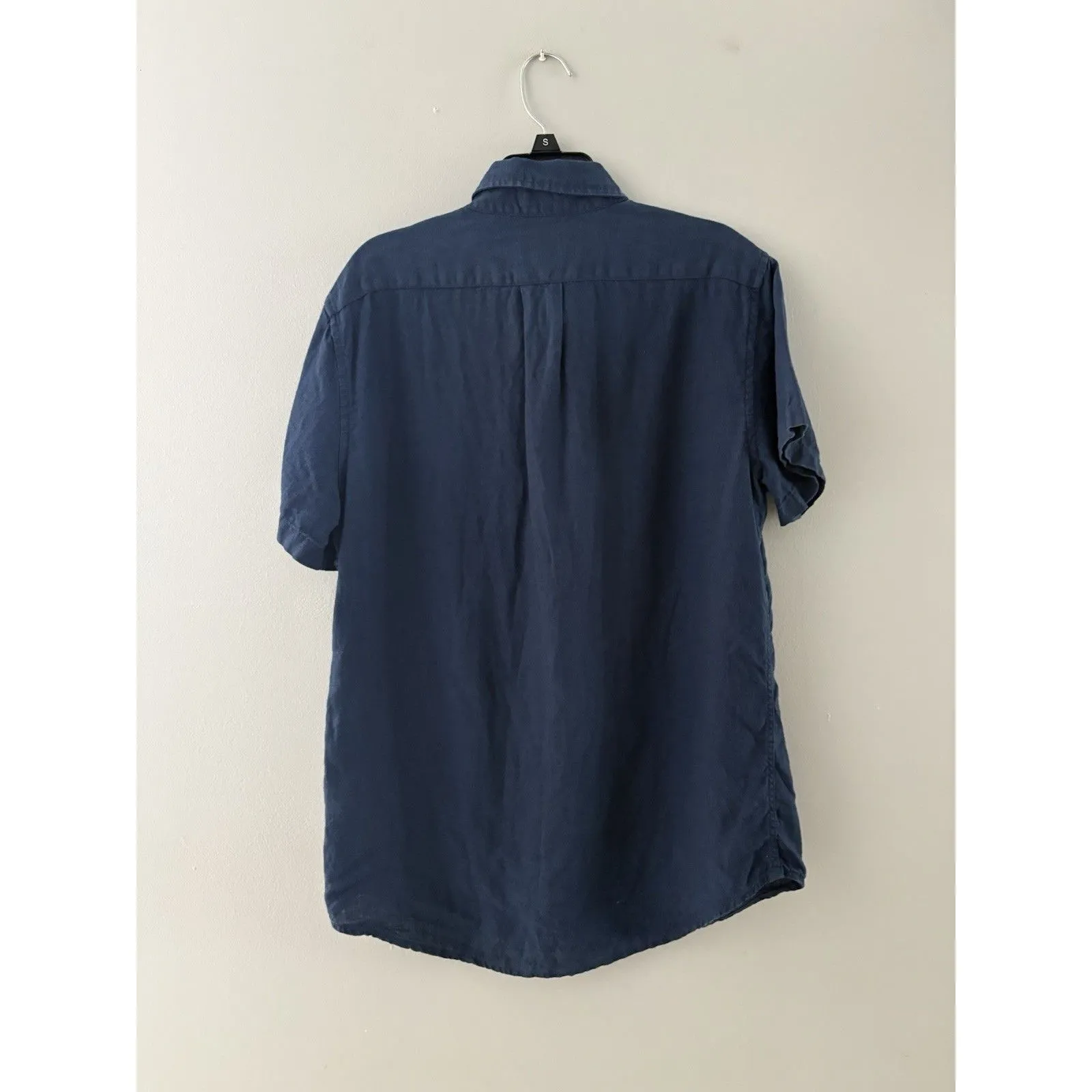 J. Crew Irish Linen Shirt Baird McNutt Size S Dark Blue Slim Fit Casual Nautical - Image 3