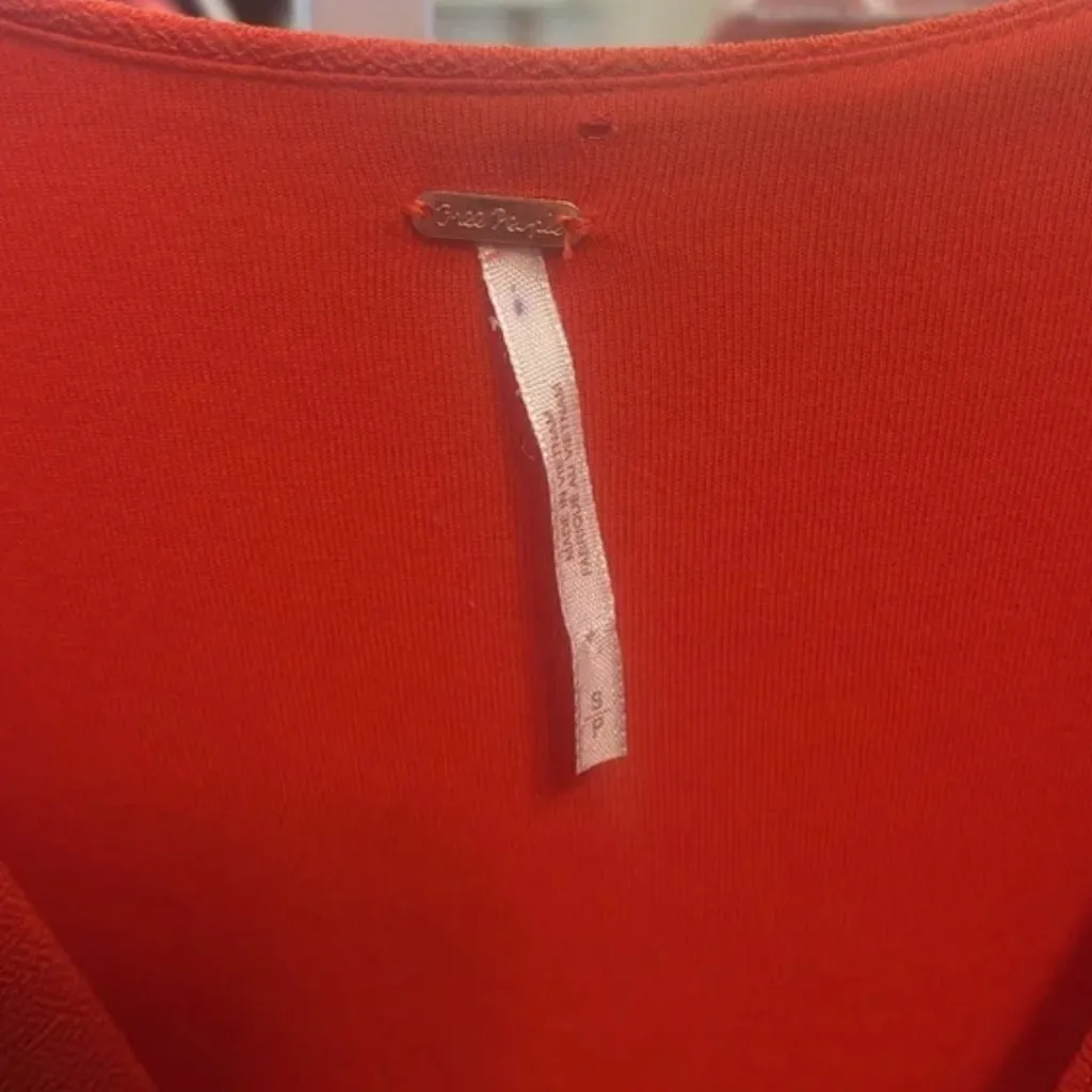 Free People |Talk About It Coral Red Long Sleeve Mini Dress S - Image 7