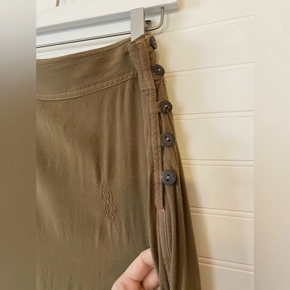 Soft Surroundings Olive Green Embroidered Peasant Maxi Skirt - Image 4