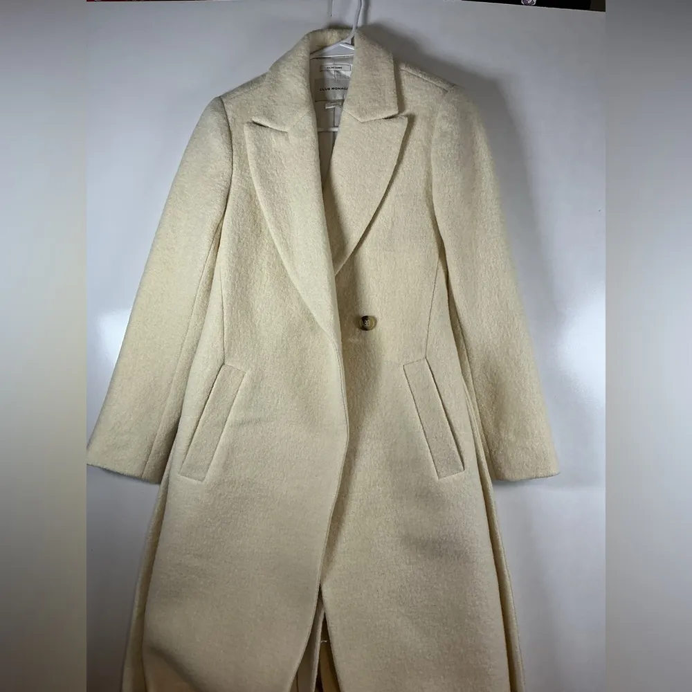 Club Monaco Cream Wool Coat A0421 - Image 3