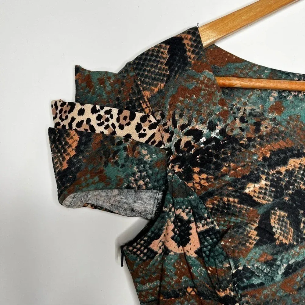 Lucca Vasconcellos Brazilian Designer Animal Print Ruffle Dress Green - Image 6