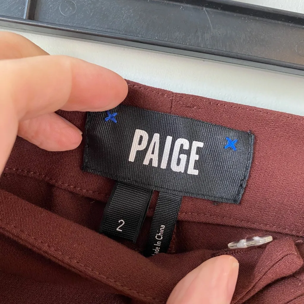 Paige Aracelli High Rise Cuffed Hem Suit Trouser Womens Size 2 Mahogany Brown‎ - Image 5