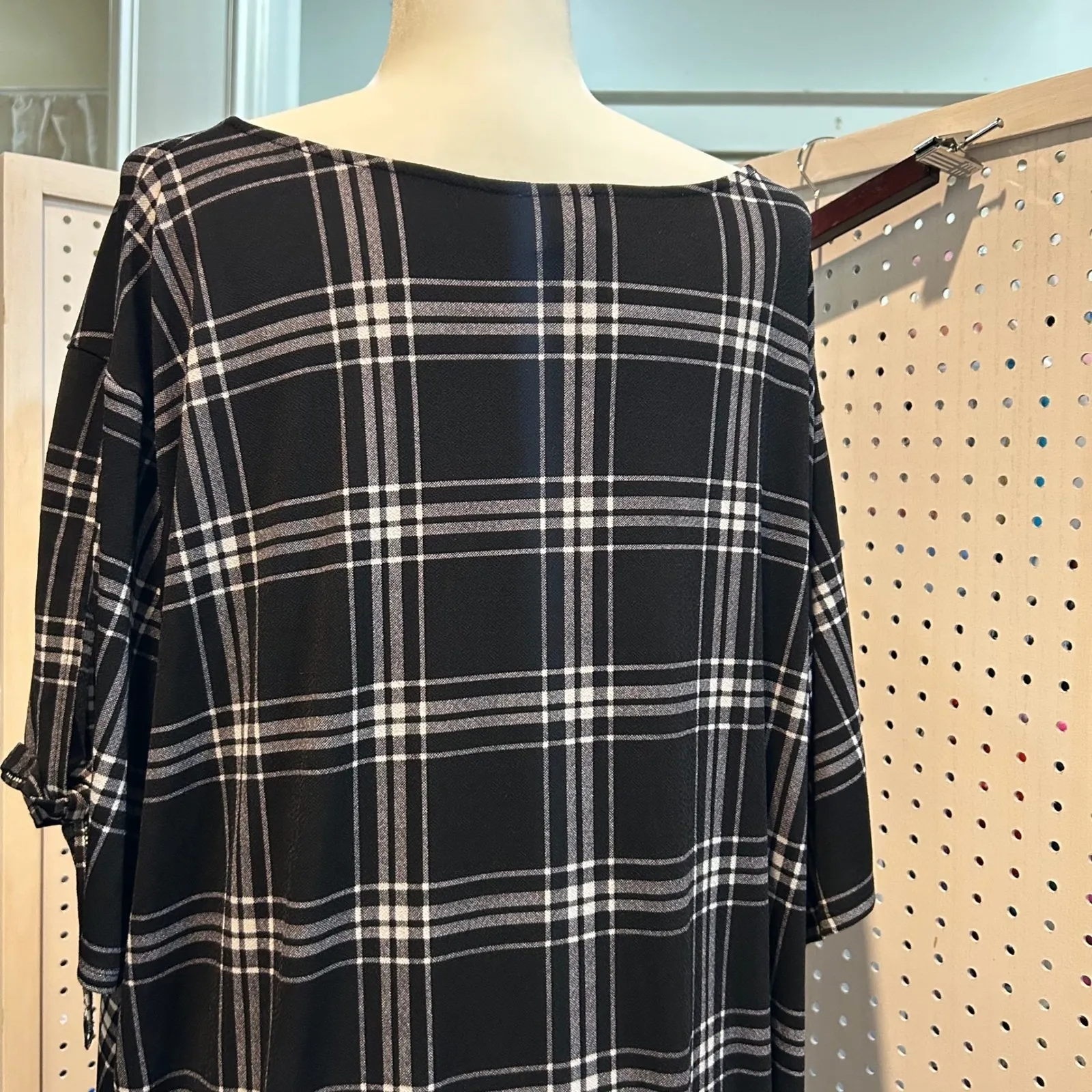 Worthington Woman 2X Plaid Black White V Neck Dress Casual‎ Career - Image 7