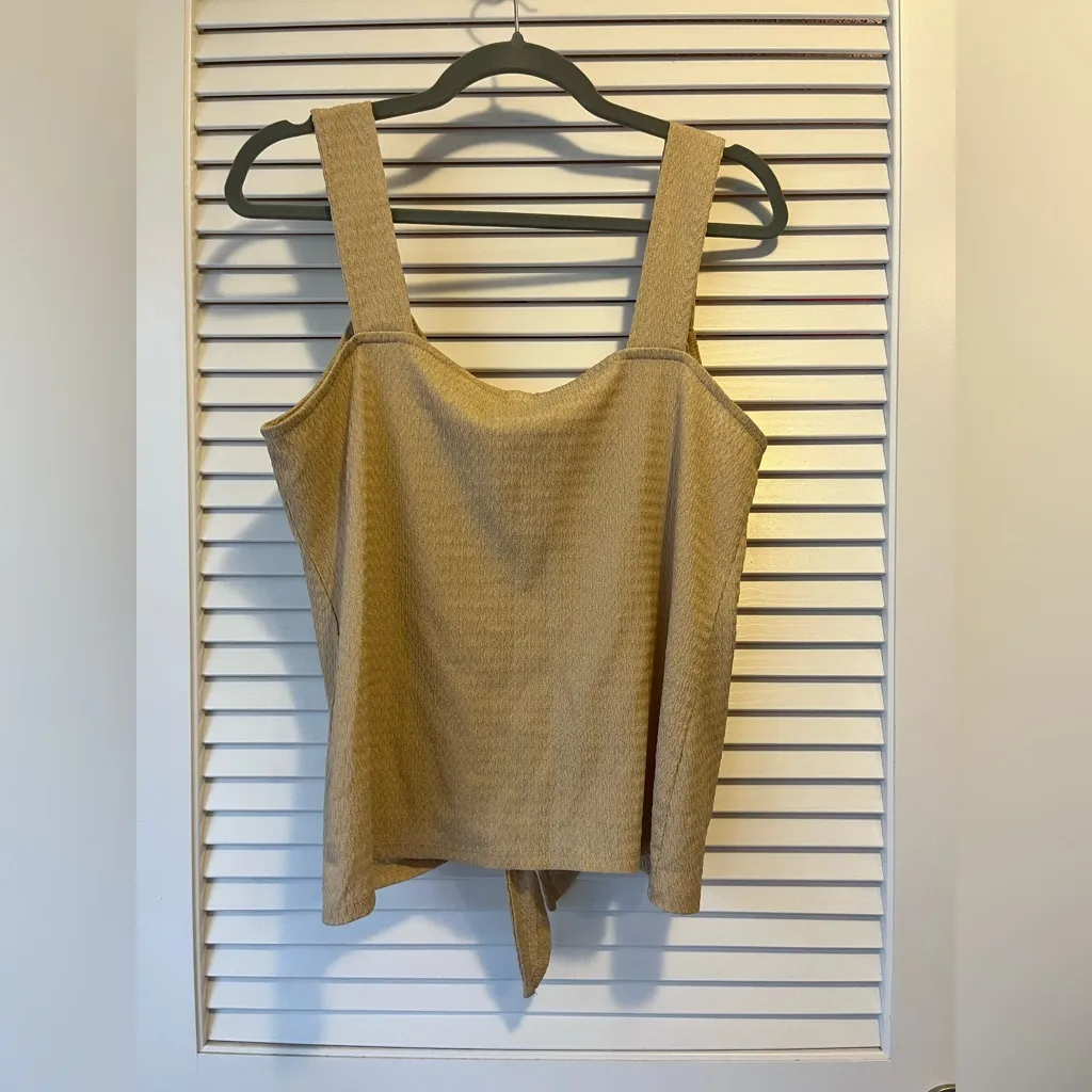 Just Be Tan Button-Down Tie Tank Top - Image 4