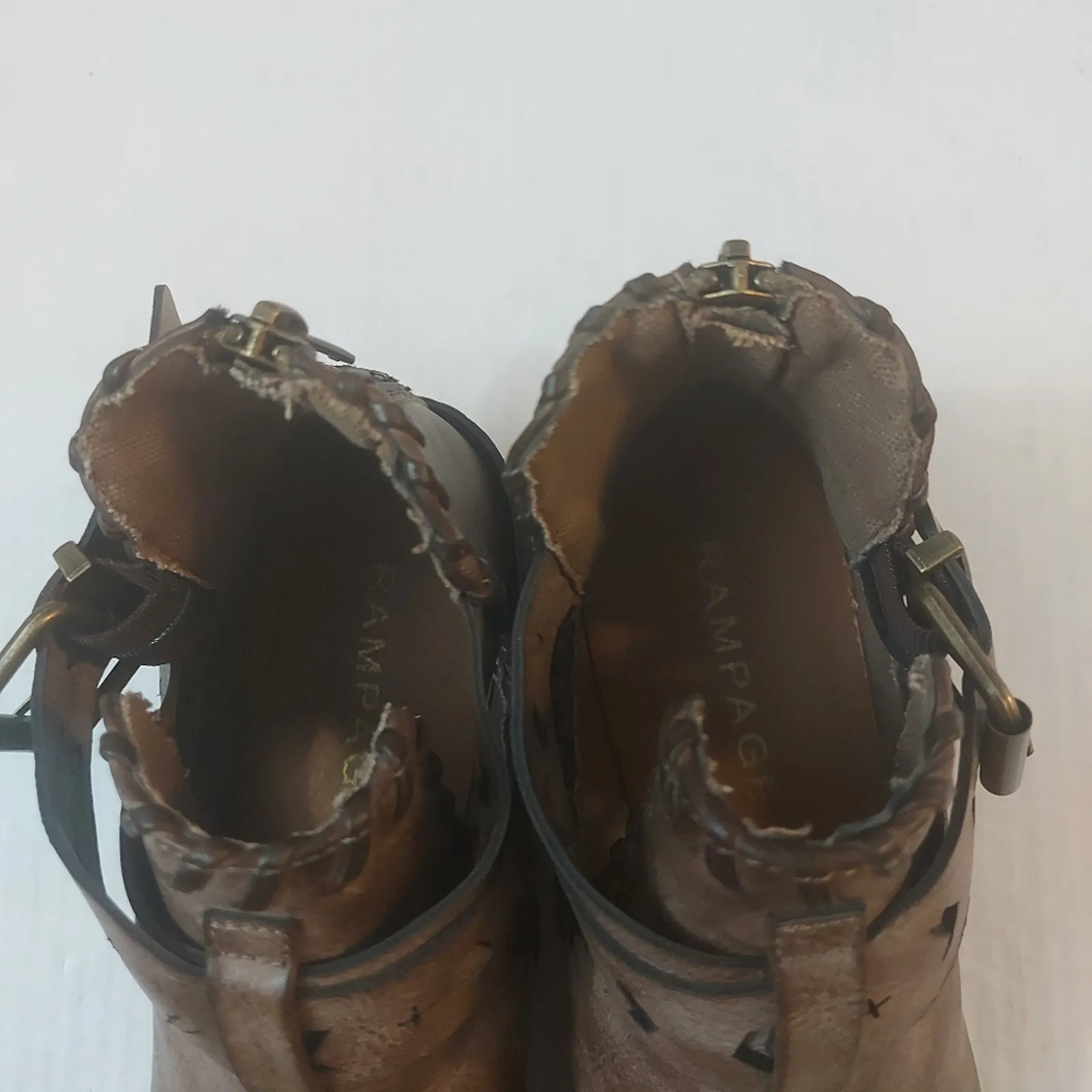 Rampage Tetruss Brown Criss Cross Strap Ankle Zip Booties 7 Festival Bikercore - Image 8