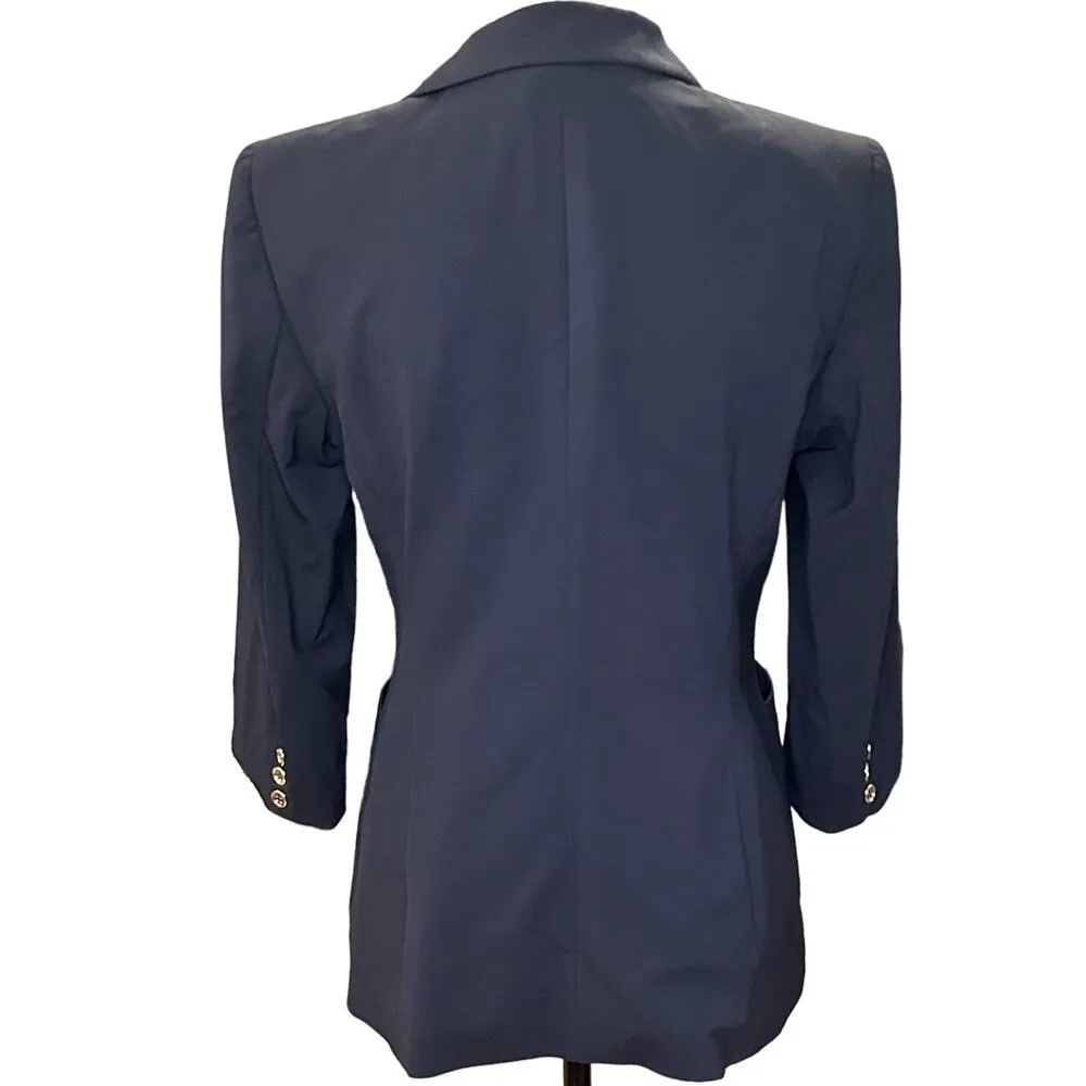 Escada Blazer Black Gold Buttons 2 Button Closure New Wool Jacket 38 Classic Size undefined - Image 2