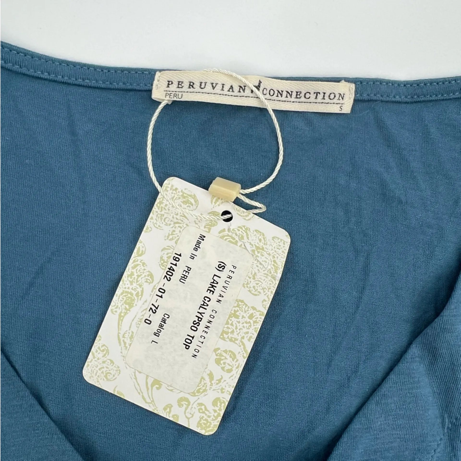 NWT Peruvian connection calypso Pima cotton tank top lake sz S - Image 6