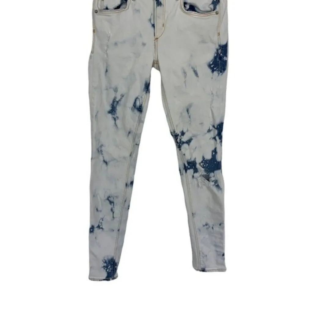 McGuire High Rise Skinny Jeans Blue White‎ Acid Wash Distressed Stretch 26 Denim - Image 3