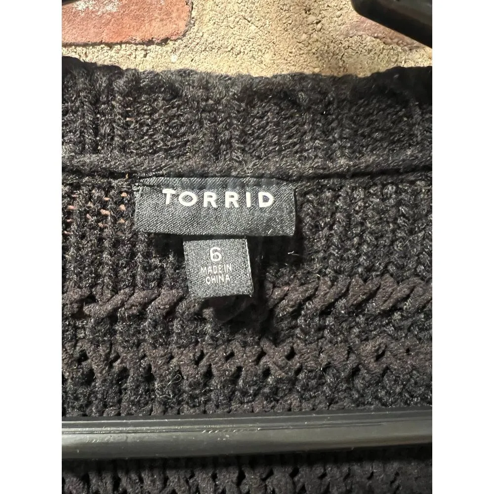 Torrid Shaggy Loop Knit Oversized Open Cardigan Black Size 6 - Image 8