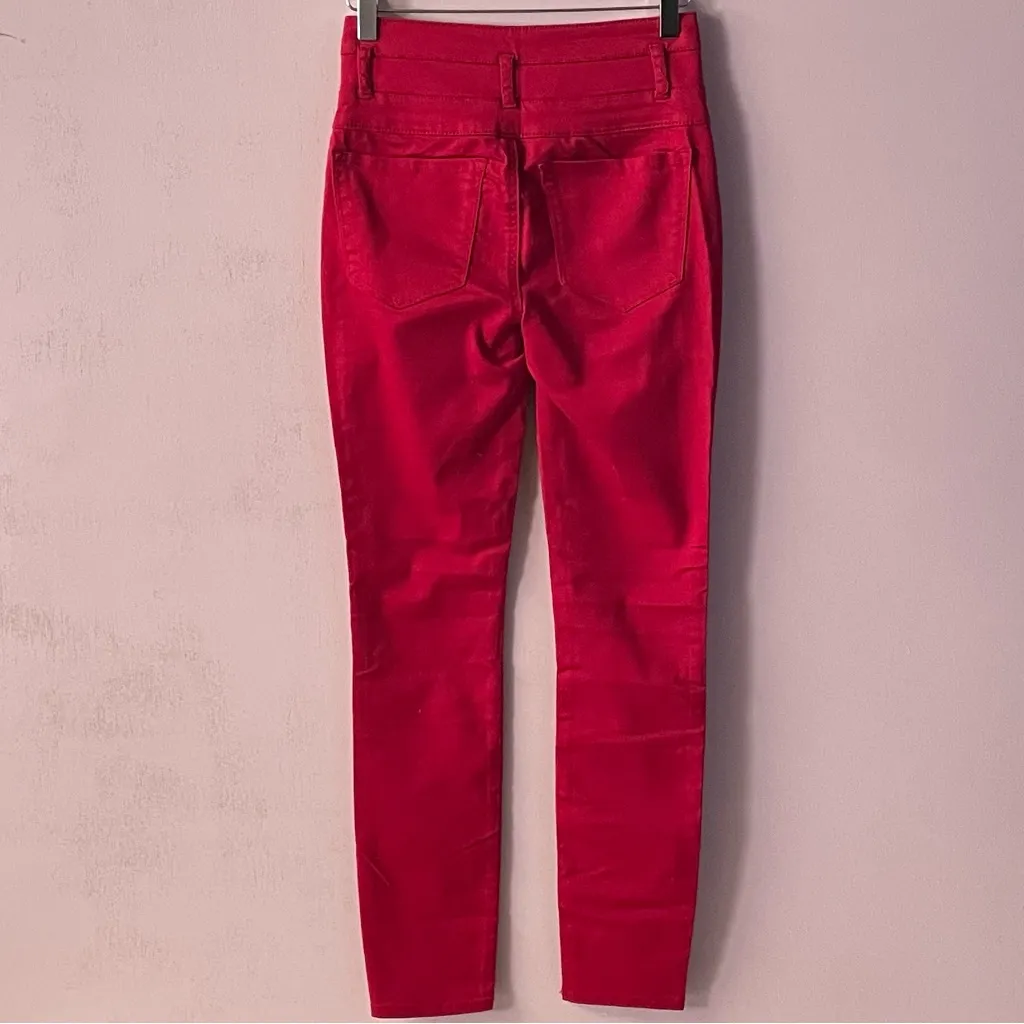 Charlotte Russe Refuge Dark Red 3-Button High Rise Skinny Jeans Size 2 EUC - Image 10