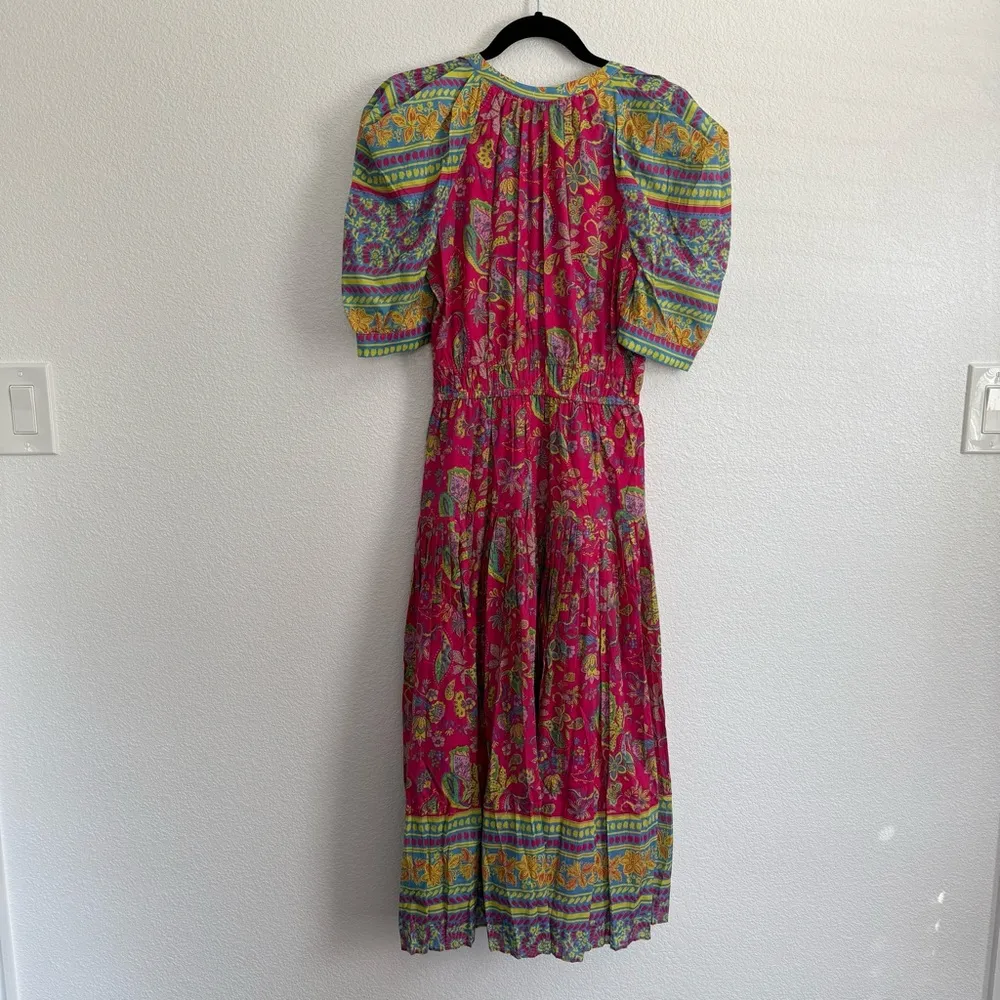 NEW Current Air Lindsey Floral Puff Sleeve Midi Dress XS - Image 5