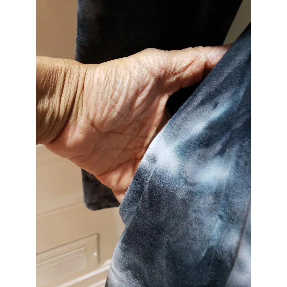 Dress Up Black & White Tie Dye Rayon V-Neck Long Sleeve Knee Length Dress Small - Image 6