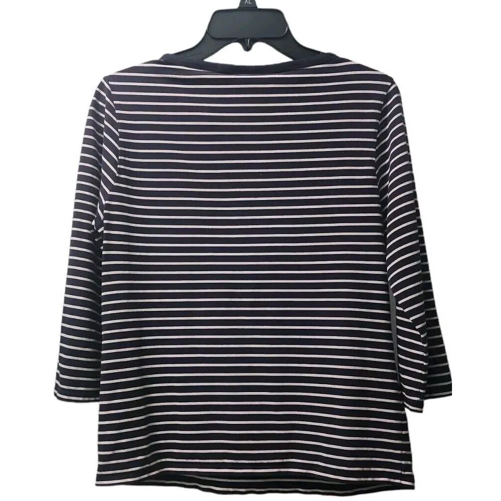 Polo‎ Ralph Lauren Striped Top Nautical 3/4 Sleeve Button Detail XL - Image 2