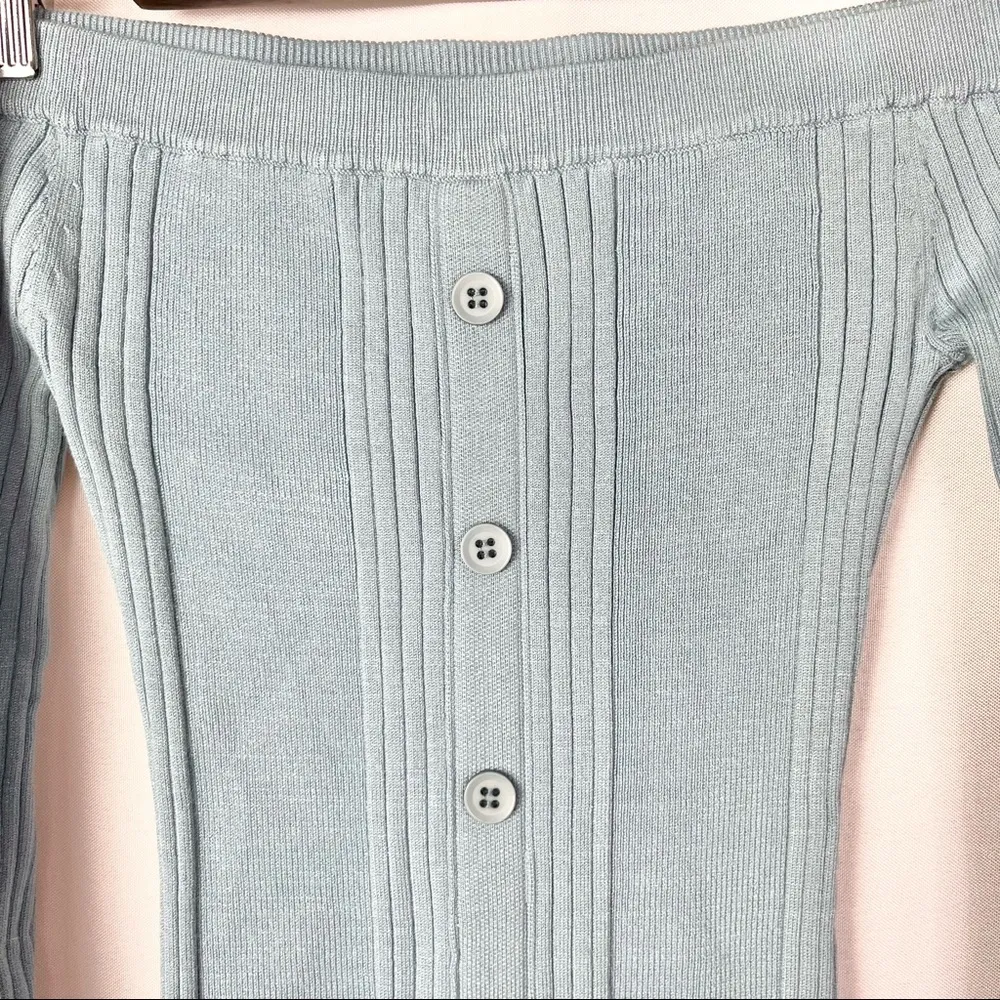 Lovers + Friends Slate Blue Adelia Off Shoulder Dress S - Image 48