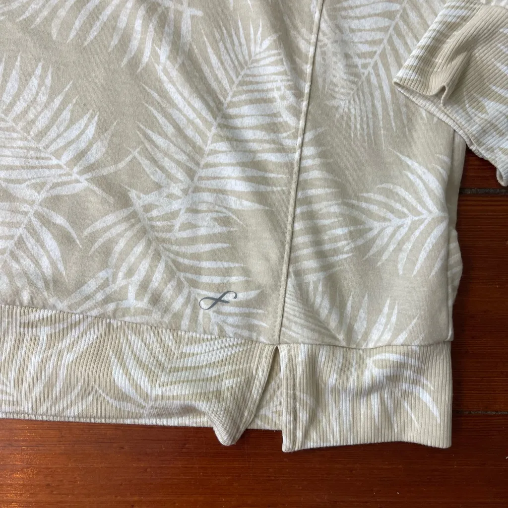 Women’s Freely Palm Print Lightweight Hoodie Beige Tan Long Sleeve Size 2X 💚🍄 White - Image 4
