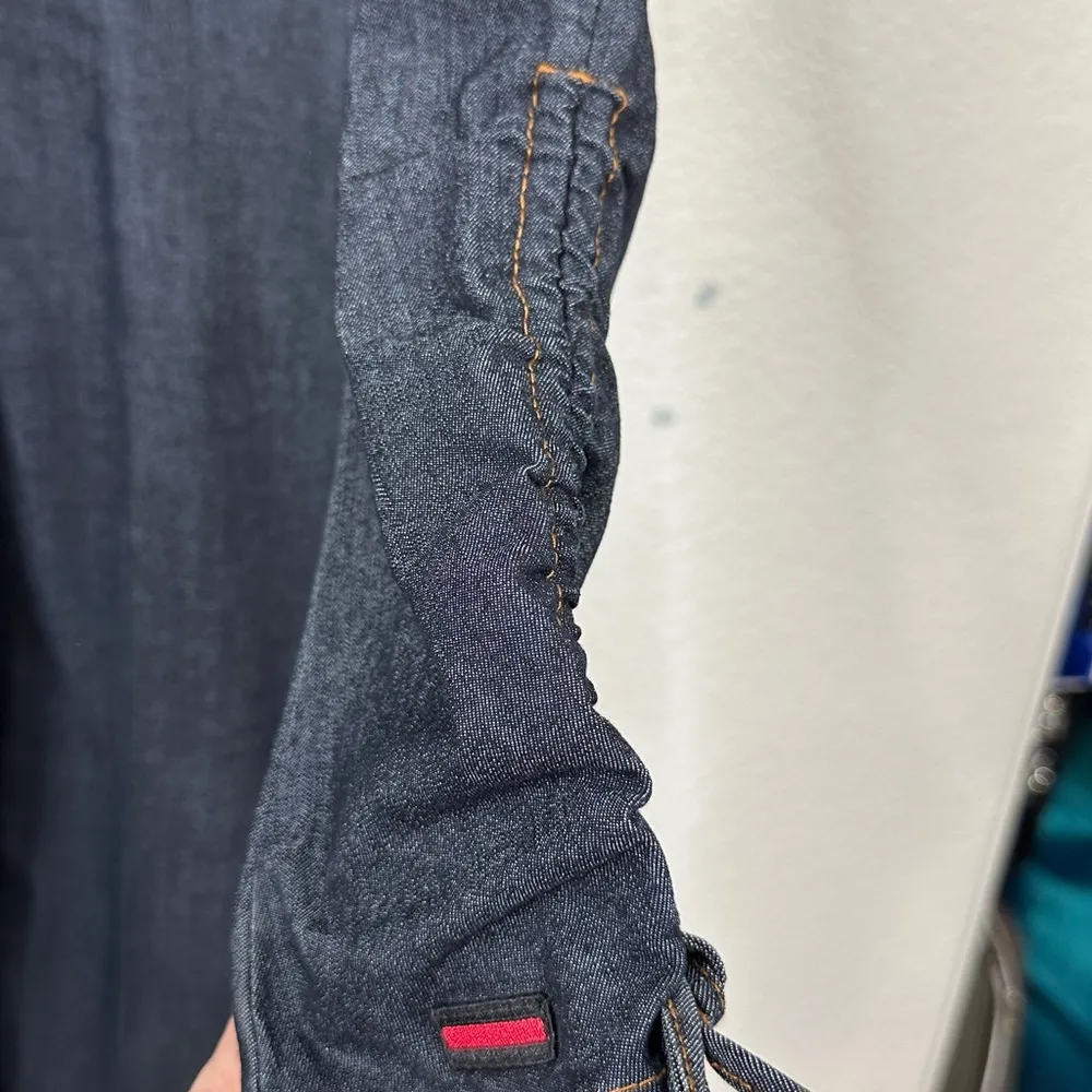 FUBU Vintage Denim the Collection Stretch Pencil Dress Rear Zip 9/10 Western Blue - Image 6