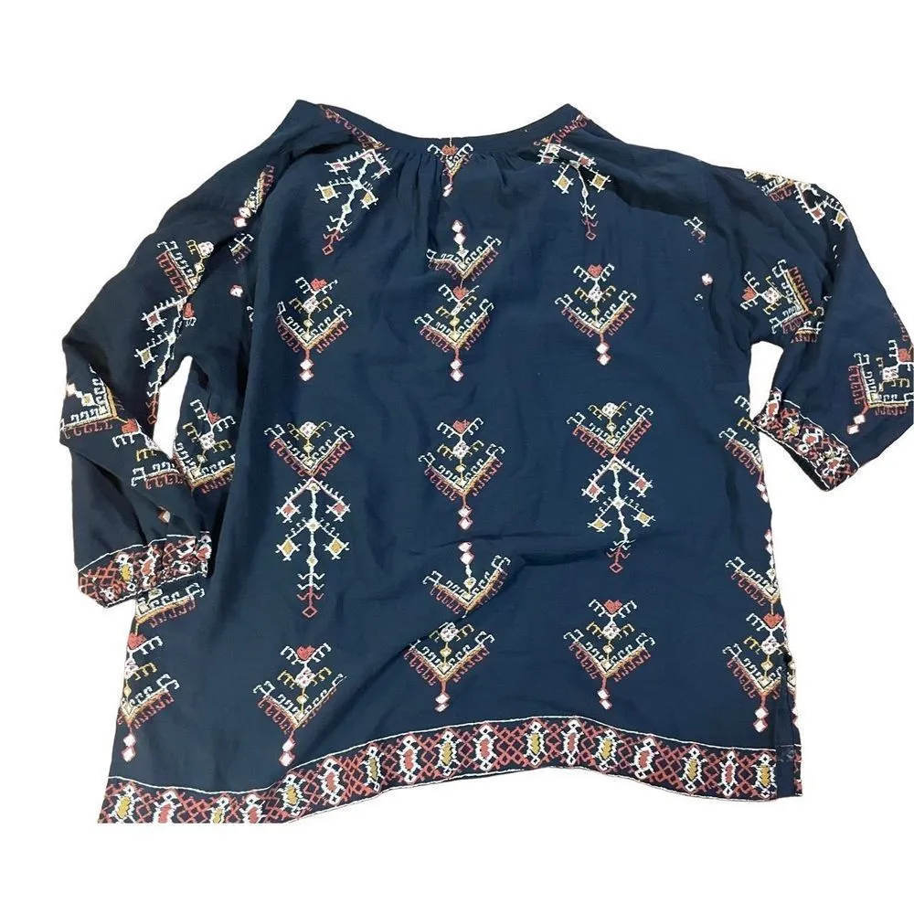 Madewell Marta Folkstitch Popover Peasant Boho 3/4 Sleeve Blouse Top size small - Image 6