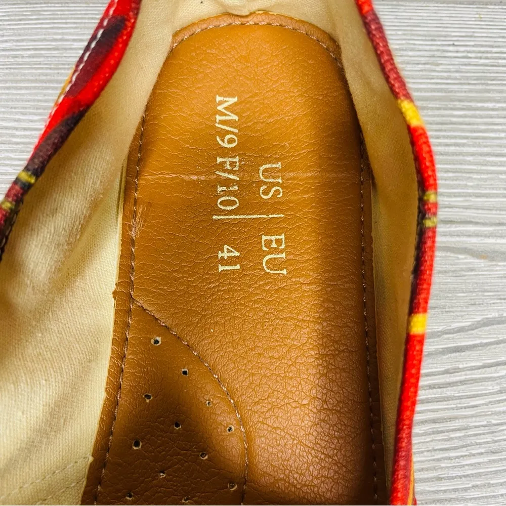 comedy and tragedy casual shoes slip on flats unique w 10 m 9 funny sad shoes Red - Image 6