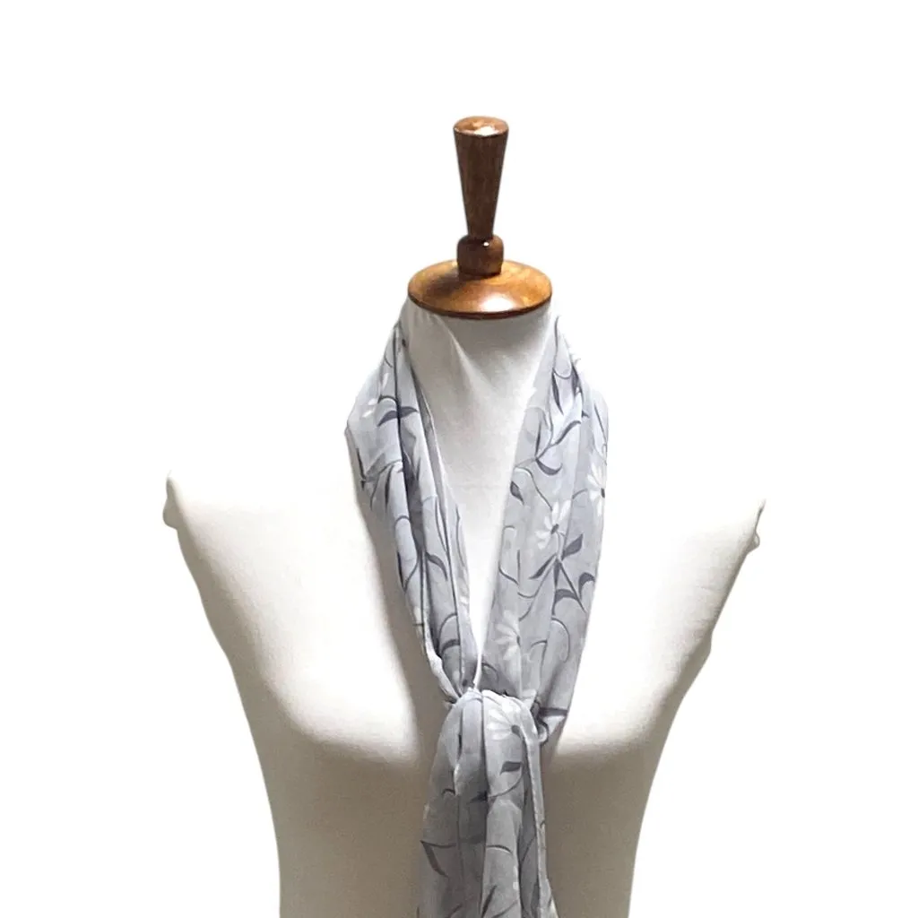 Echo Silk Floral Print Scarf Gray One Size Grandmacore - Image 3