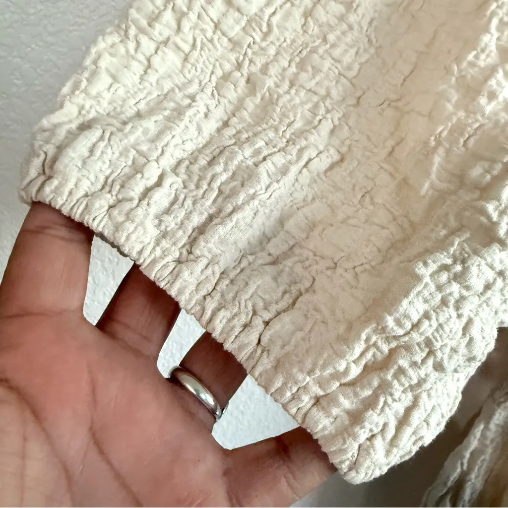 NEW Saltwater Luxe Womens Dress Cream Pompas Midi Crinkle Short Sleeve Size XL - Image 7