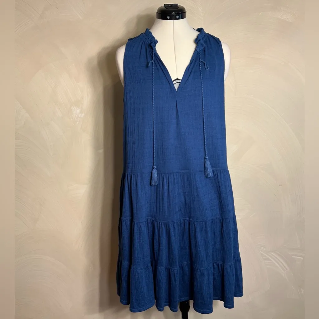 Max Studio Womens Sleeveless Tiered Cobalt Shift Dress W/Tassel Tie,MSRP:$98|SML - Image 4