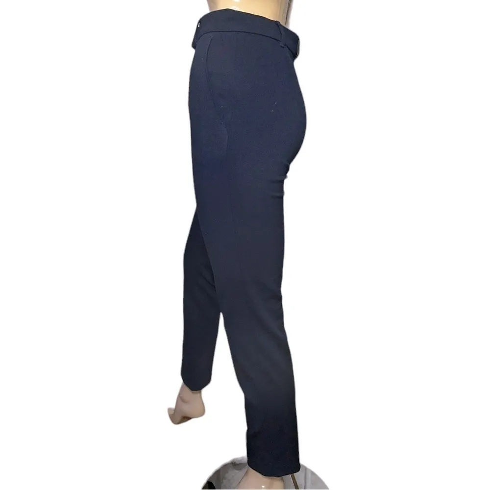 MaxMara Women’s Size 2 Navy Blue Woven High Rise Trousers Pants - Image 4