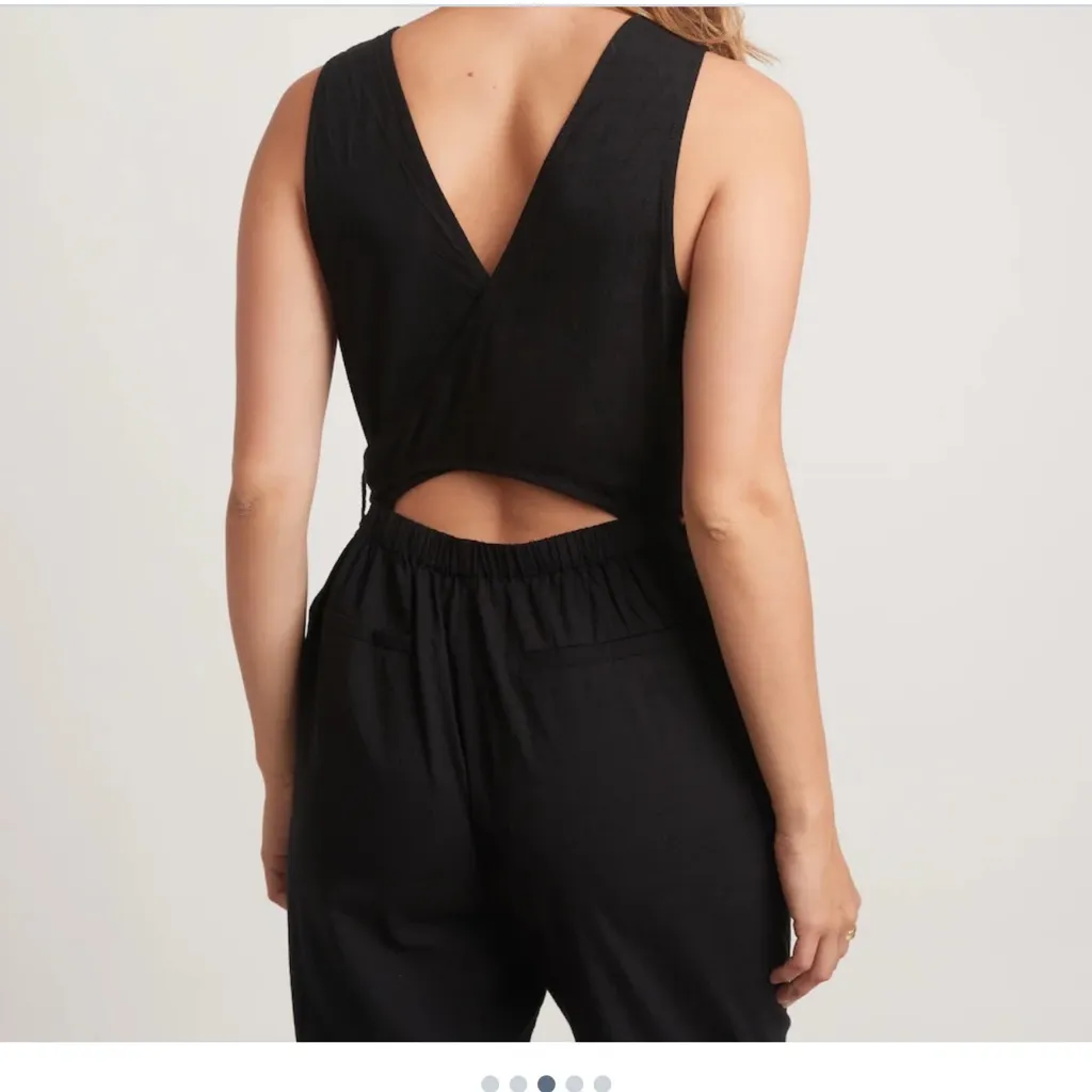 Marine Layer Eloise Belted Jumpsuit Open Back Women’s Small Black - Image 3