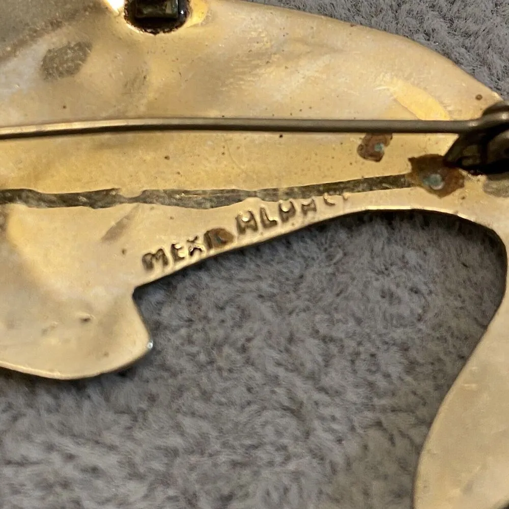 Vintage Alpaca Mexico Silver Abalone Dolphin Pin Brooch - Image 5