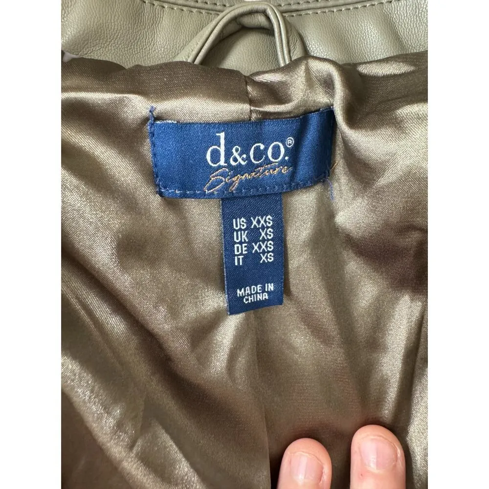 Denim & Co. Signature Quilted Faux Leather Blazer Olive XX-Small NWOT Business - Image 13