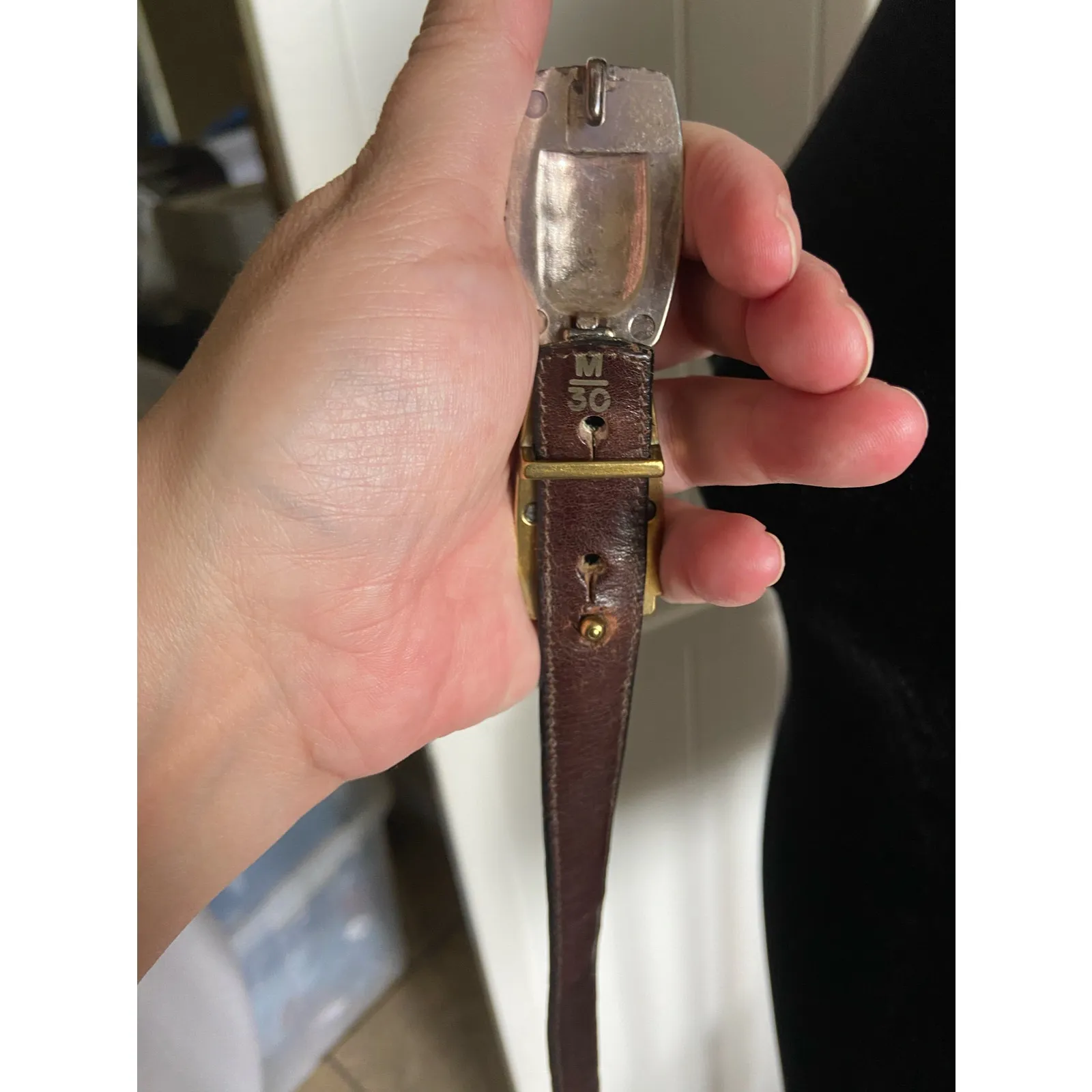 Brighton C6600 Reversible Brown‎ Black Thin Leather Belt Croc Embossed - Image 6