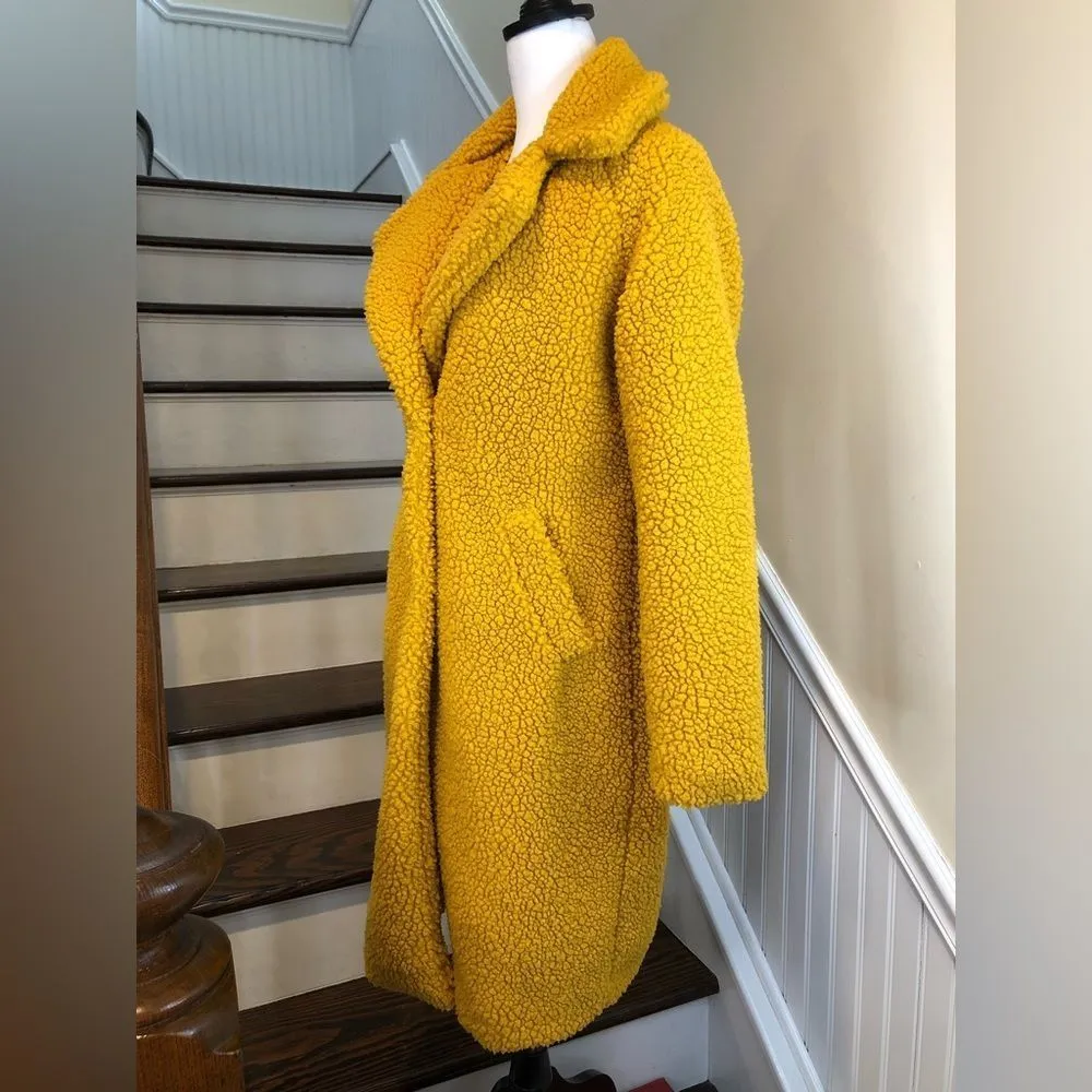 LUCKY BRAND Golden Long Line Sherpa Teddy Pea Coat w Snap Closure & Hand Pockets - Image 4
