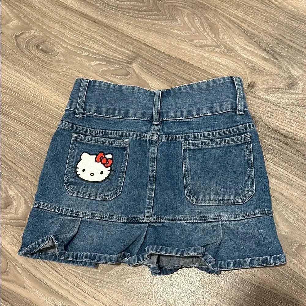 Cute Denim Skirt with Hello Kitty Patch Blue Size 2 - Image 2