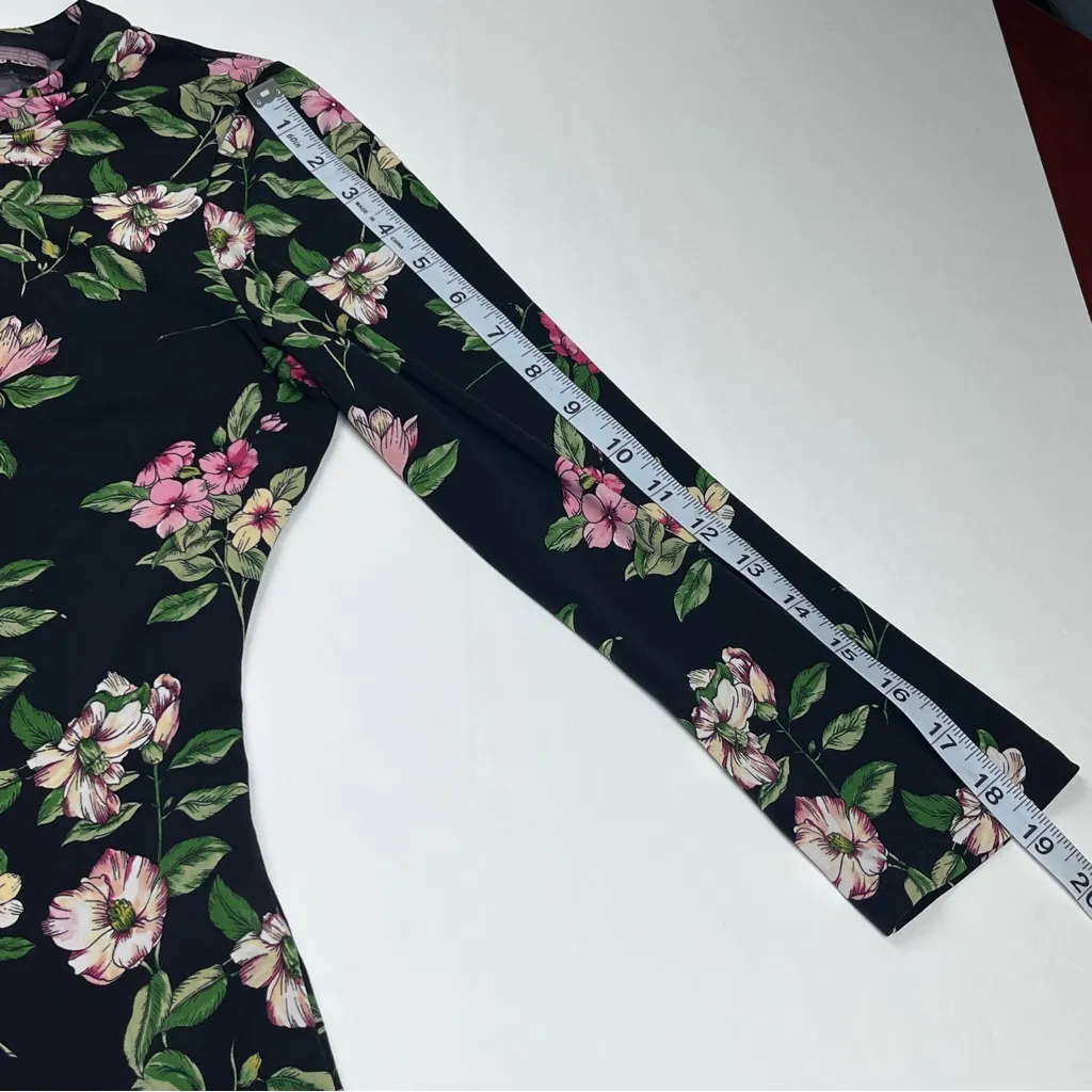 Karl Lagerfeld Paris Womens Size Small Black Floral Print‎ Bow Neck Top Blouse - Image 11