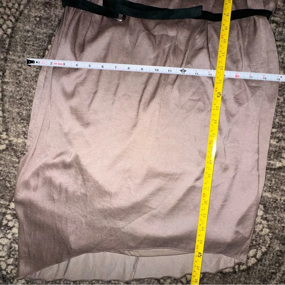 Helmut Lang Women’s 2 Taupe One Shoulder Slouchy Asymmetrical Belted Mini Dress - Image 8