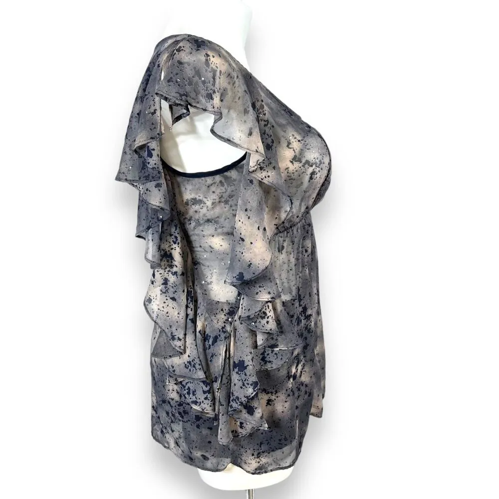 Maurices Womens Blouse Top Shirt Sheer Empire Waist Ruffled Pullover Large - Image 4