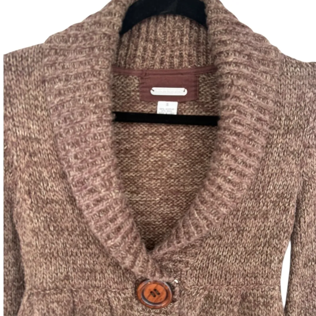 PANDEMONIUM Brown Wool Blend Shawl Collar Button Front Cardigan Sweater Sz Small - Image 5